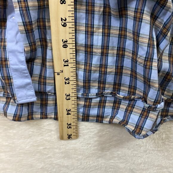 MINE Men’s Long Sleeve Classic Fit Orange Blue Checked Button Down Shirt Sz 2XB - Picture 10 of 11